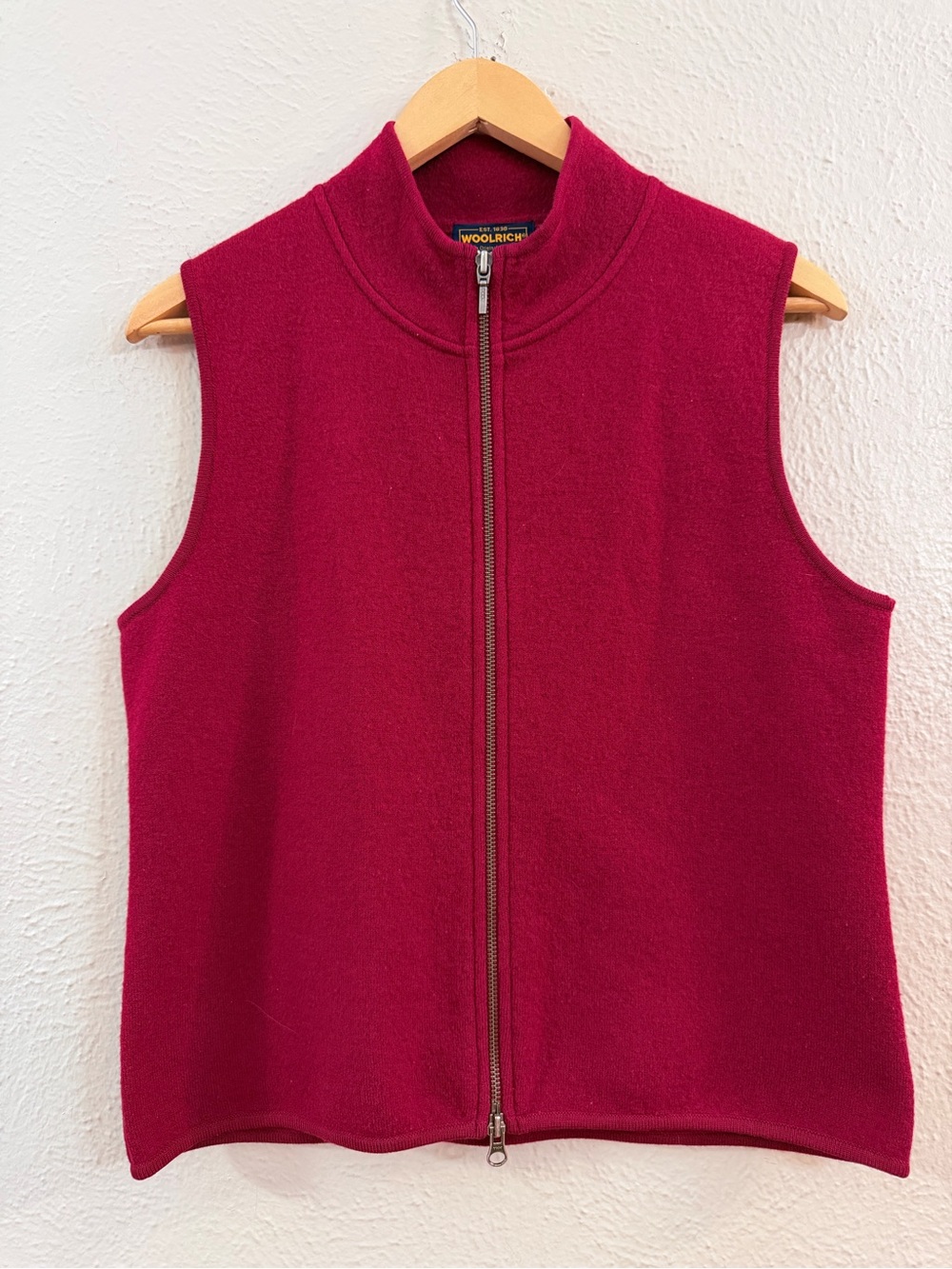 Woolrich deep red wool full zip vest